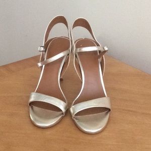 Gold Halston leather sandals. Brand new